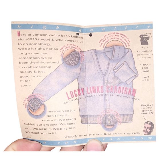 Jantzen "Lucky Links" Button Down Cardigan Sweater NWT Big and Tall Size Large - Picture 5 of 11